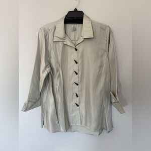 Multiples Plus Size Gray Button Down Shirt Size 1X